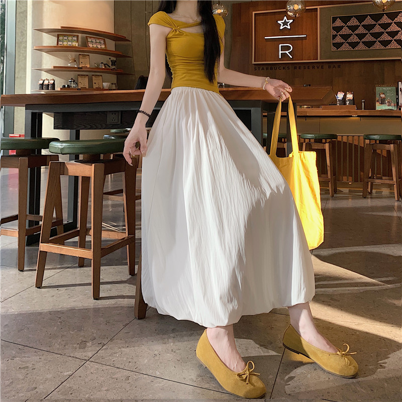 High waist slim large yard long skirt summer pure lantern skirt