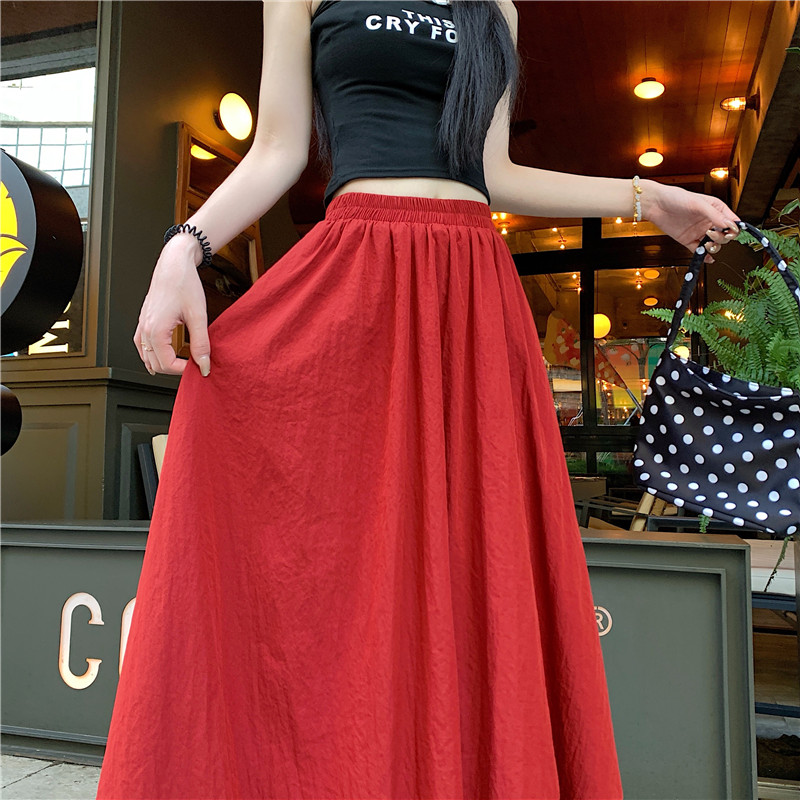 High waist slim large yard long skirt summer pure lantern skirt