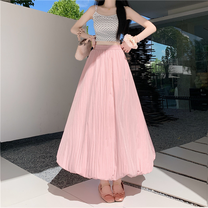 High waist slim large yard long skirt summer pure lantern skirt