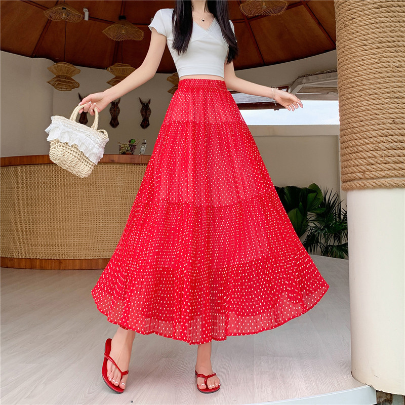 Cake high waist skirt A-line large yard long dress