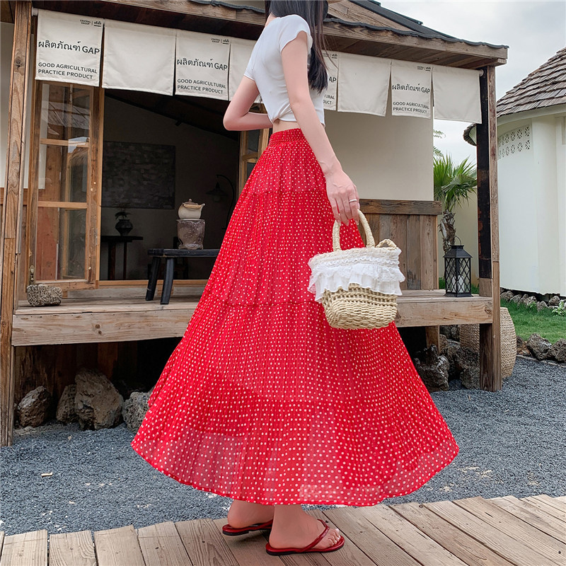 Cake high waist skirt A-line large yard long dress