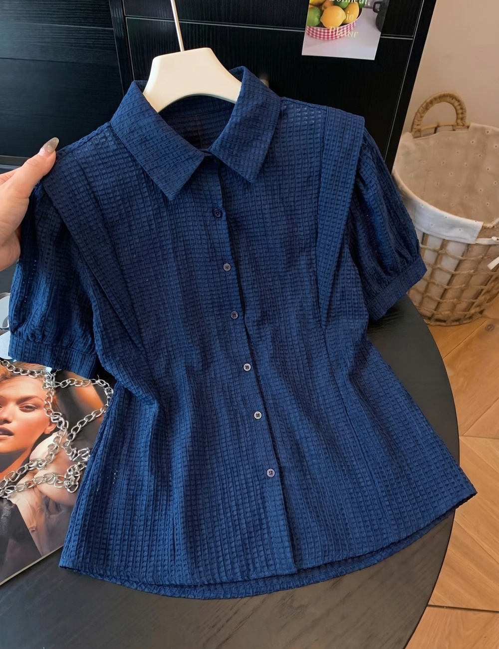 All-match France style tops loose shirt for women