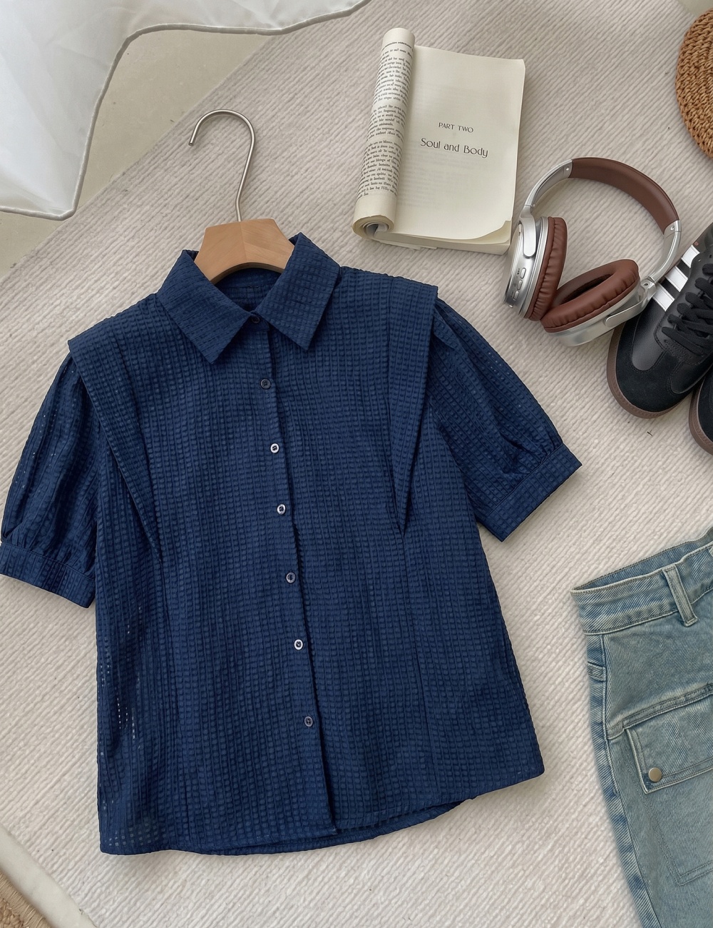 All-match France style tops loose shirt for women