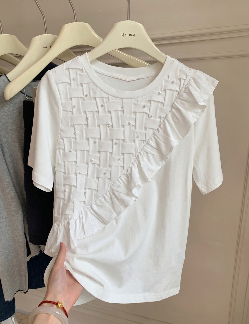 Summer temperament T-shirt France style unique tops for women