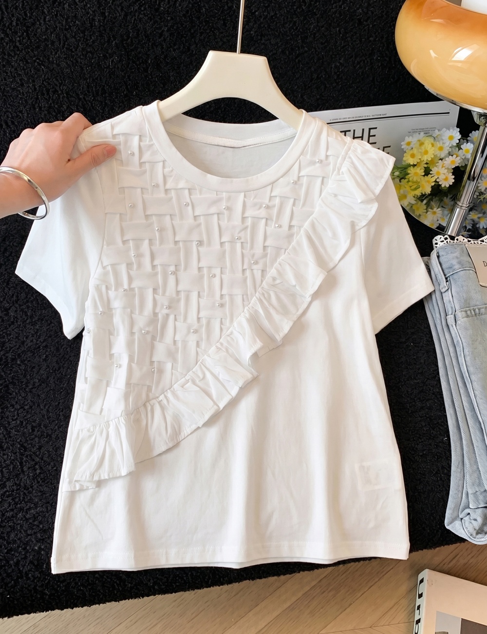 Summer temperament T-shirt France style unique tops for women