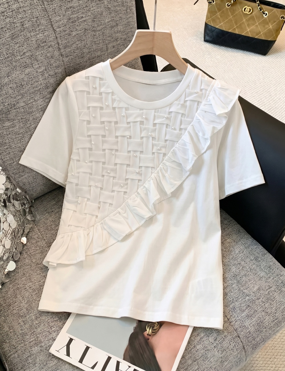 Summer temperament T-shirt France style unique tops for women