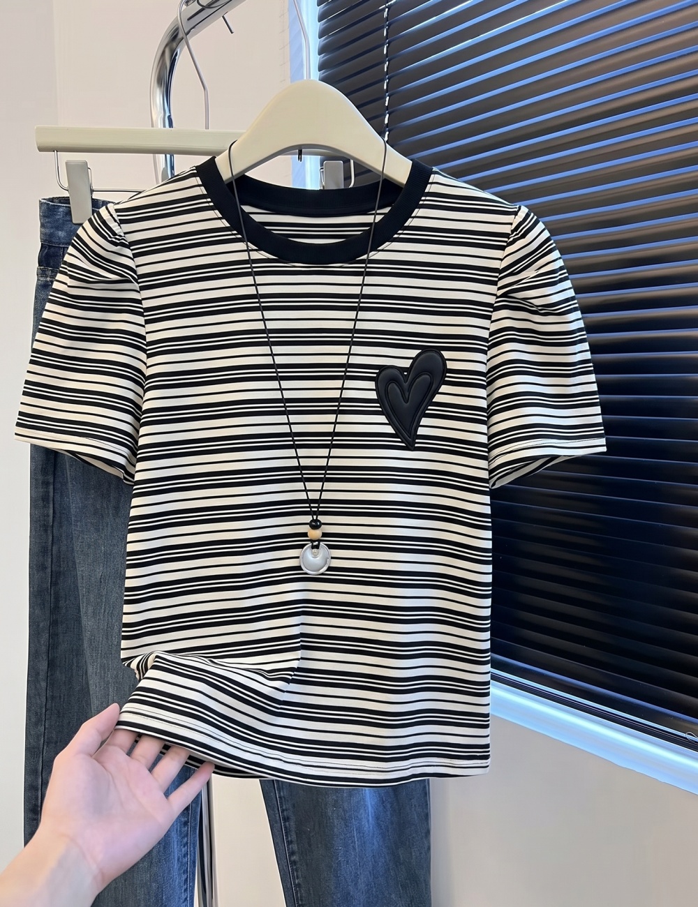 France style stripe T-shirt niche small fellow tops