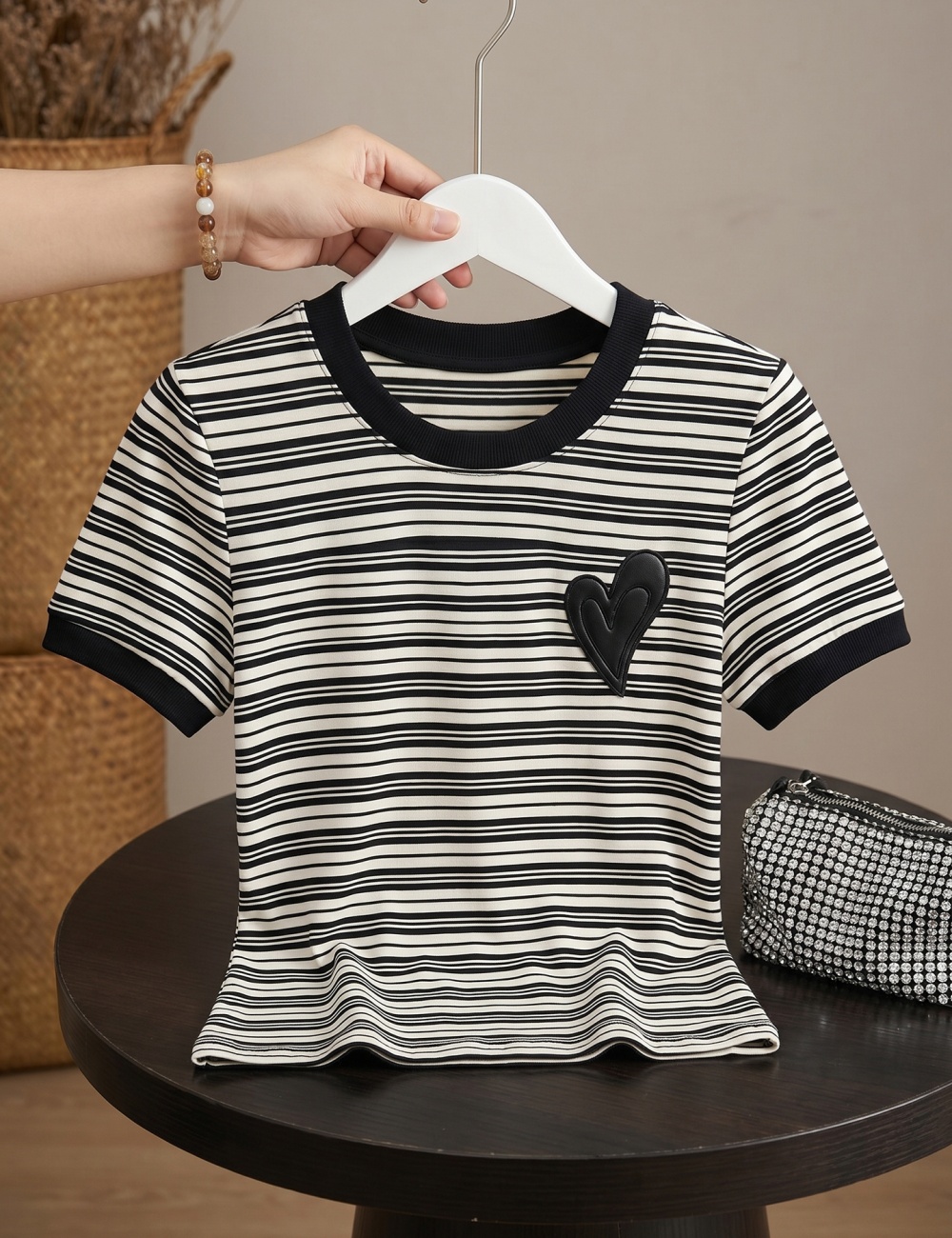 France style stripe T-shirt niche small fellow tops