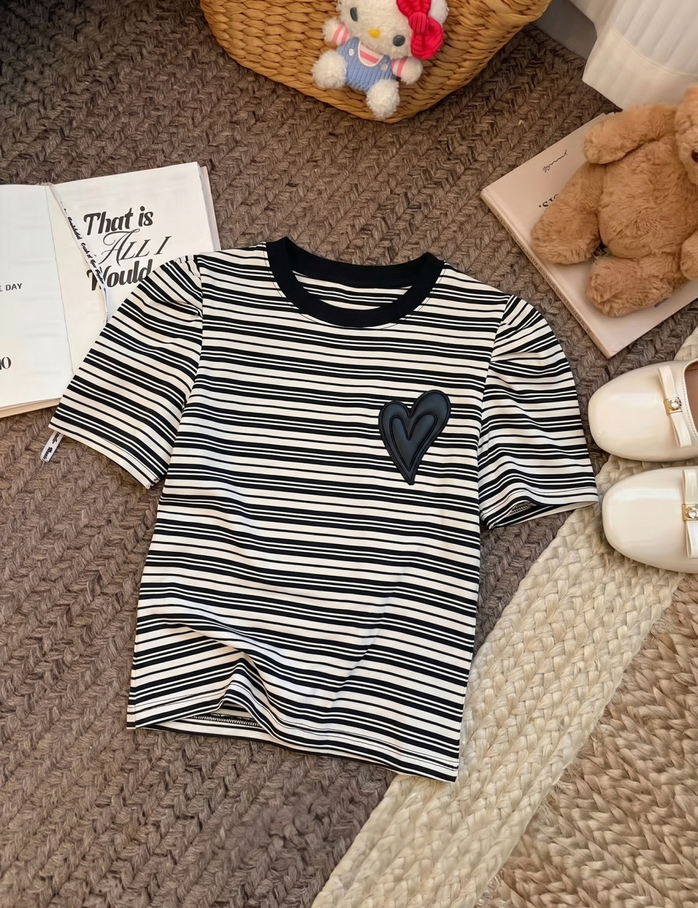 France style stripe T-shirt niche small fellow tops