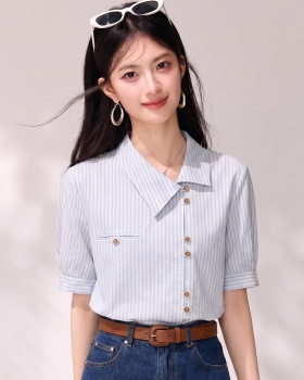 Temperament commuting Korean style stripe summer shirt