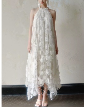 White vacation dress lady summer long dress for women