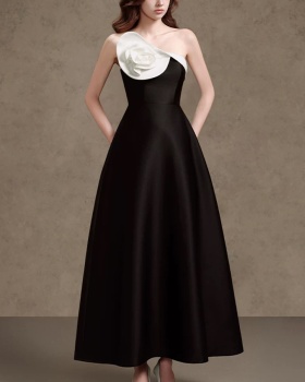 Slim flowers wrapped chest Hepburn style elegant dress