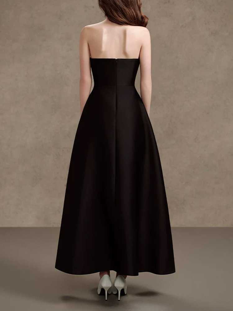 Slim flowers wrapped chest Hepburn style elegant dress