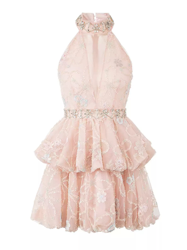 Cake V-neck formal dress pink dress for women