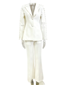 Gauze long pants fashion business suit 2pcs set
