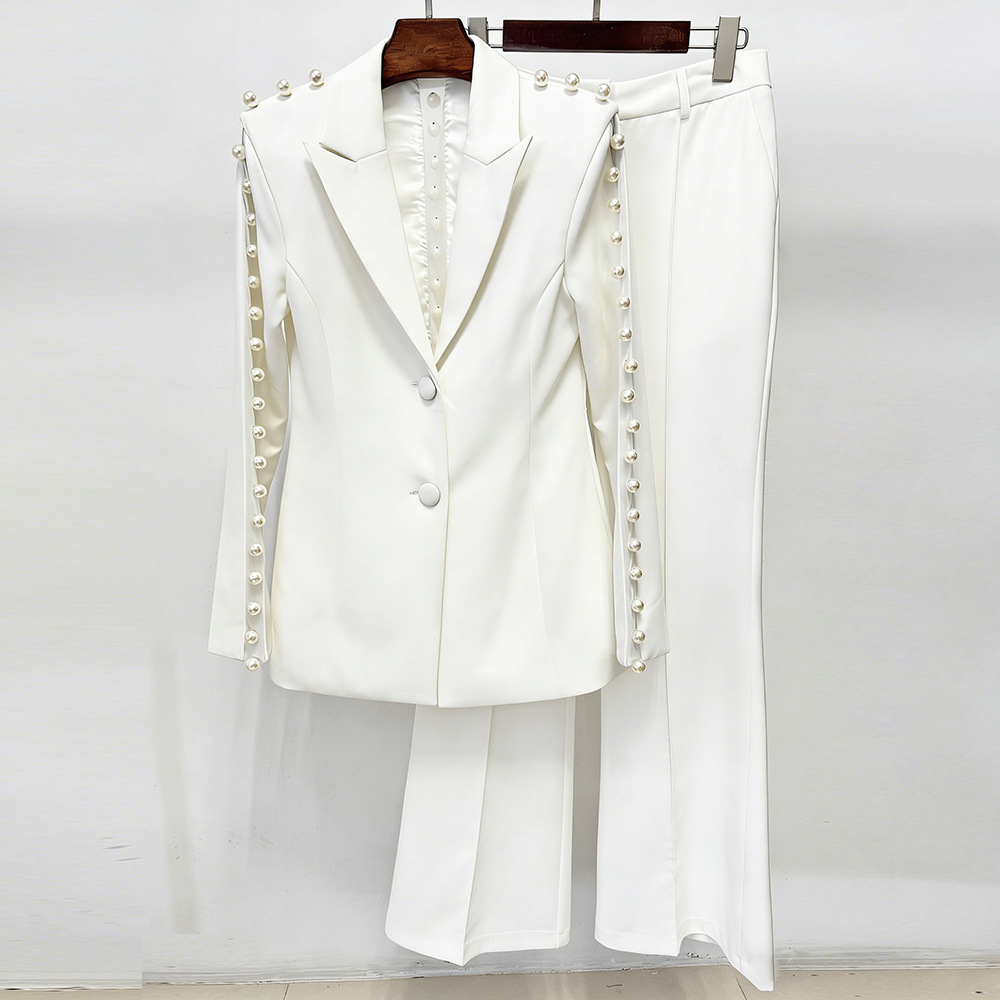 Gauze long pants fashion business suit 2pcs set