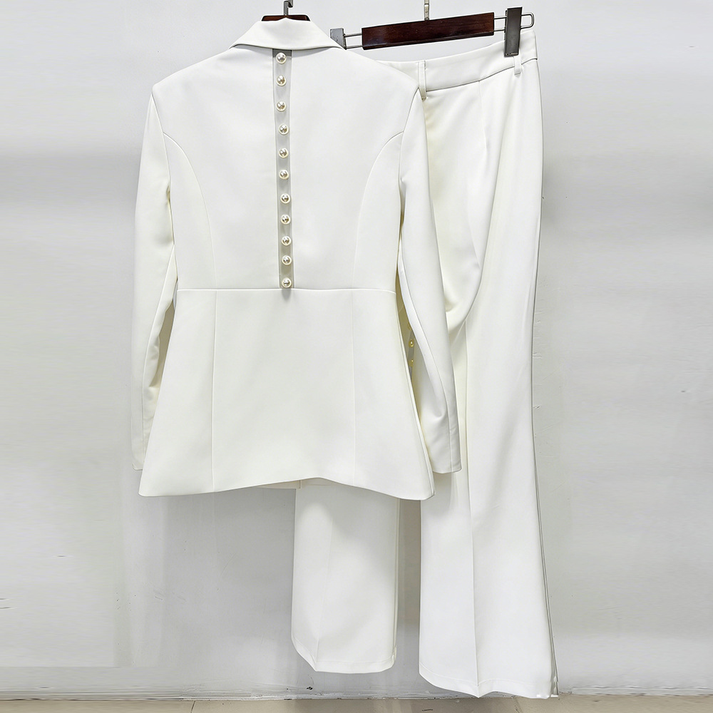 Gauze long pants fashion business suit 2pcs set
