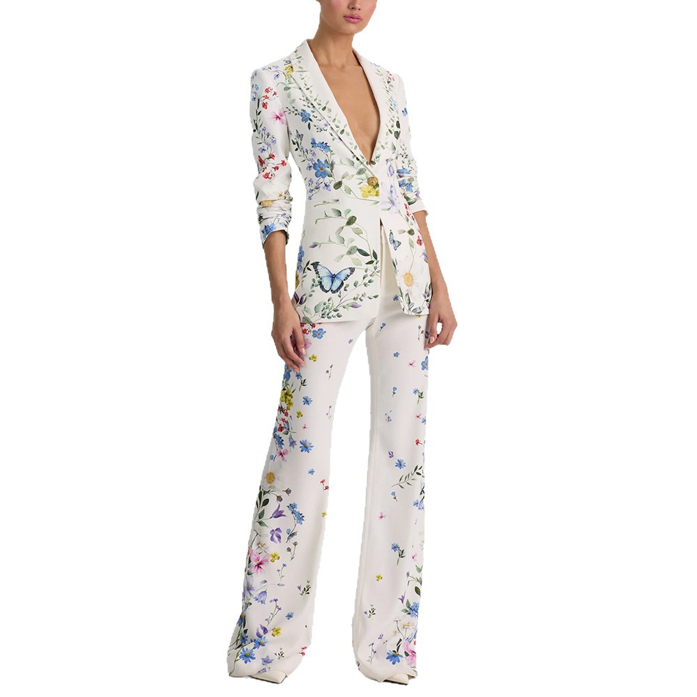 Fashion European style jacket digital business suit 2pcs set