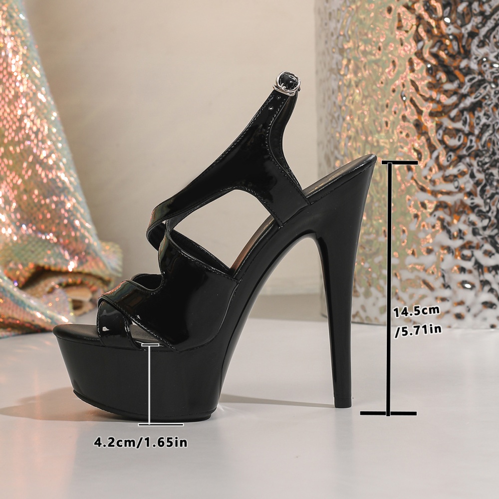 Black sandals European style platform for women