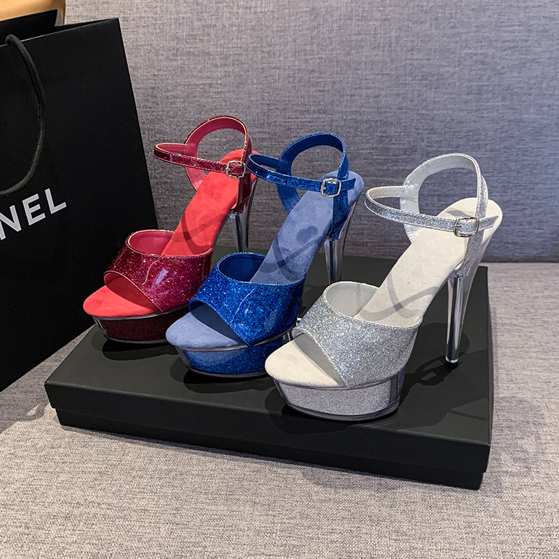 High-heeled summer fashion platform white hasp shoes