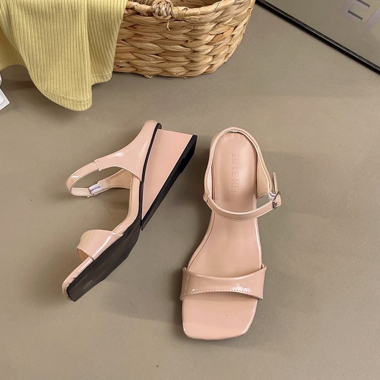 Fish mouth fashion slippers square head shoes for women