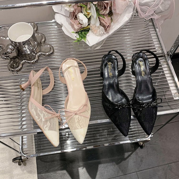 France style summer gauze pointed sandals for women