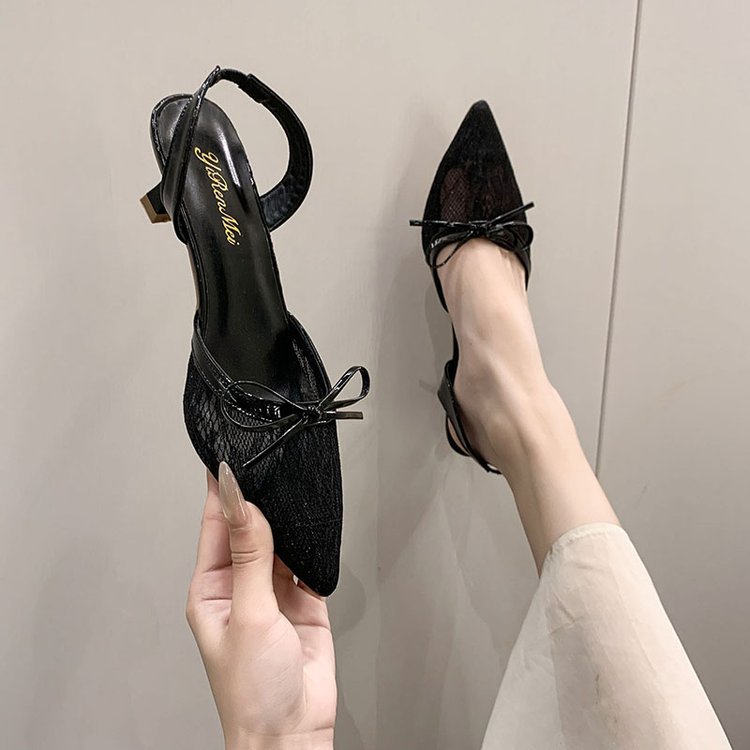 France style summer gauze pointed sandals for women