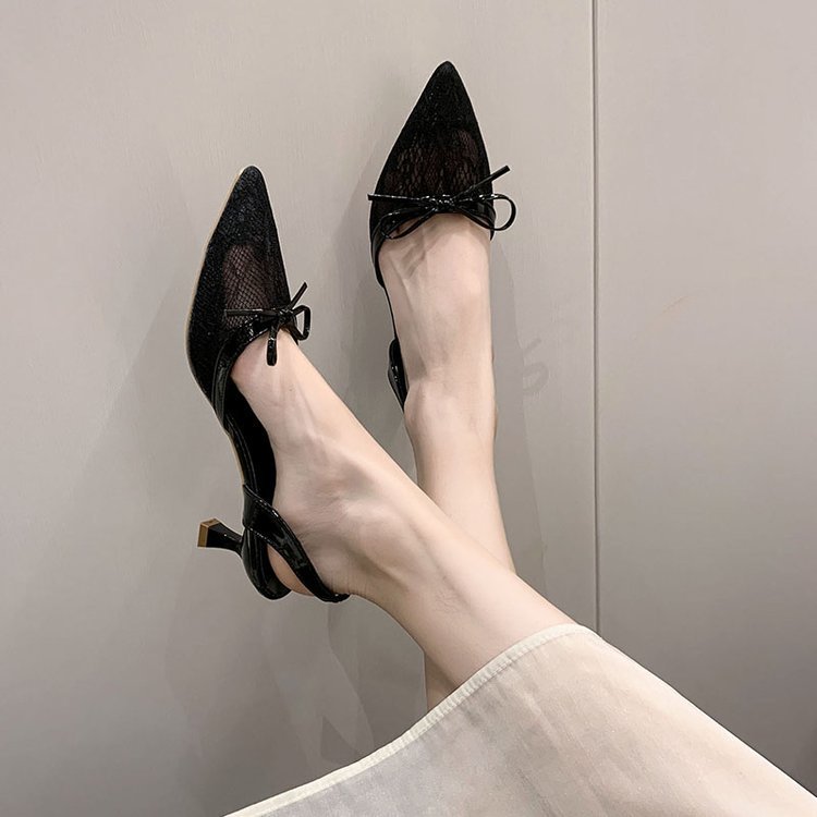 France style summer gauze pointed sandals for women