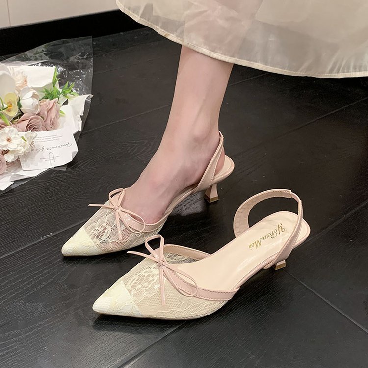 France style summer gauze pointed sandals for women