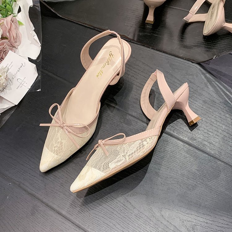 France style summer gauze pointed sandals for women