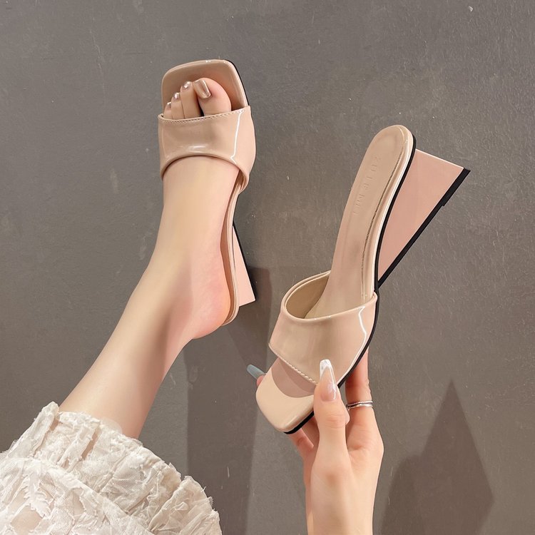 Square head lady slipsole slippers France style fashion shoes