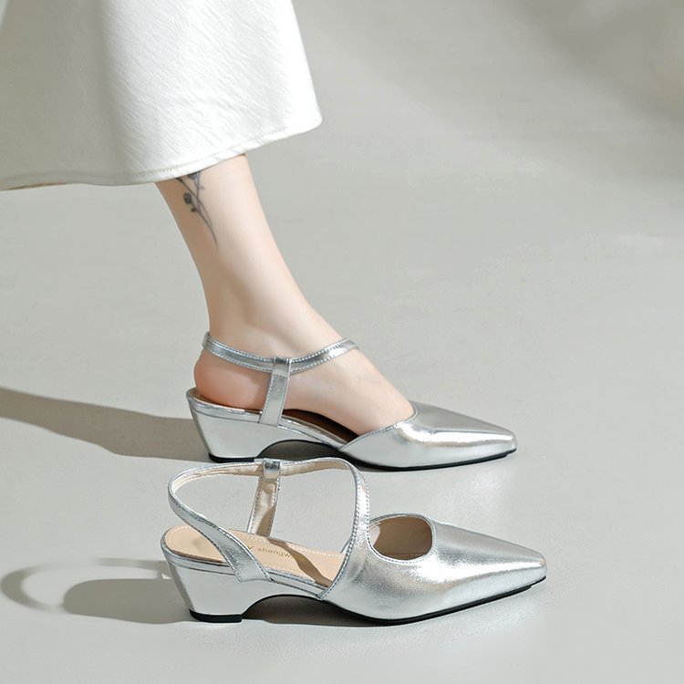 Middle-heel shoes thick sandals for women