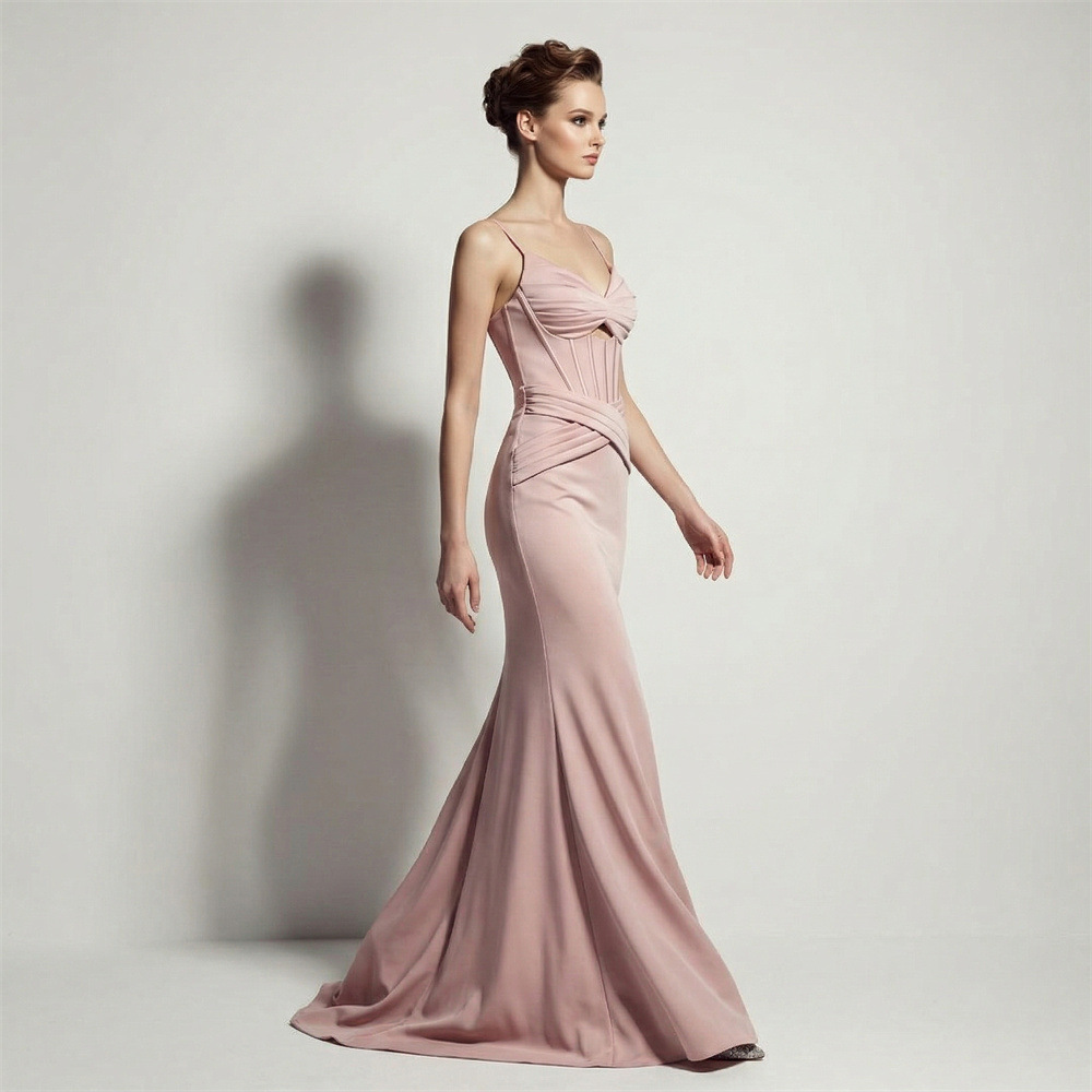 Mermaid high split bandage annual meeting evening dress