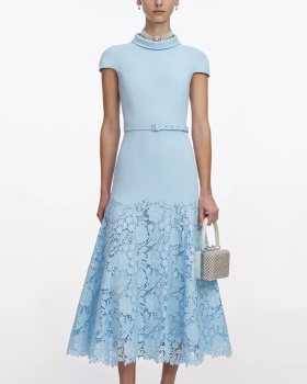France style temperament dress short sleeve long dress