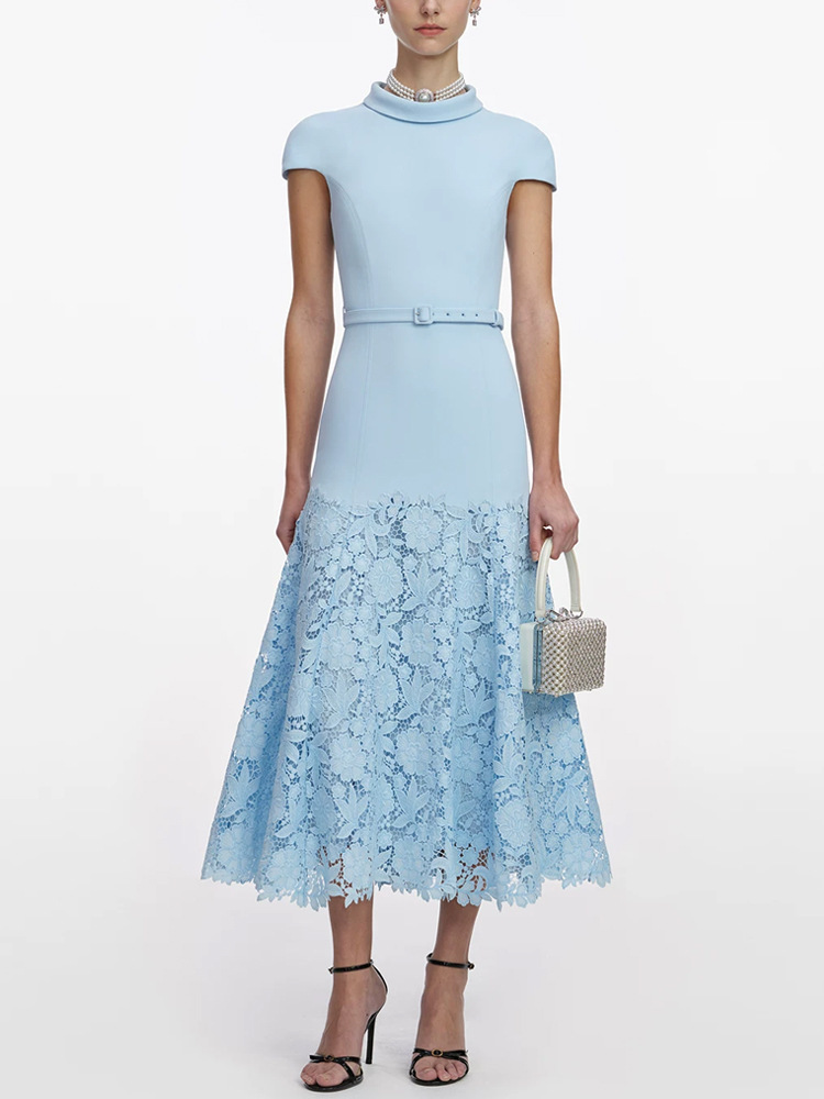 France style temperament dress short sleeve long dress
