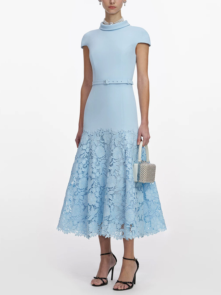 France style temperament dress short sleeve long dress