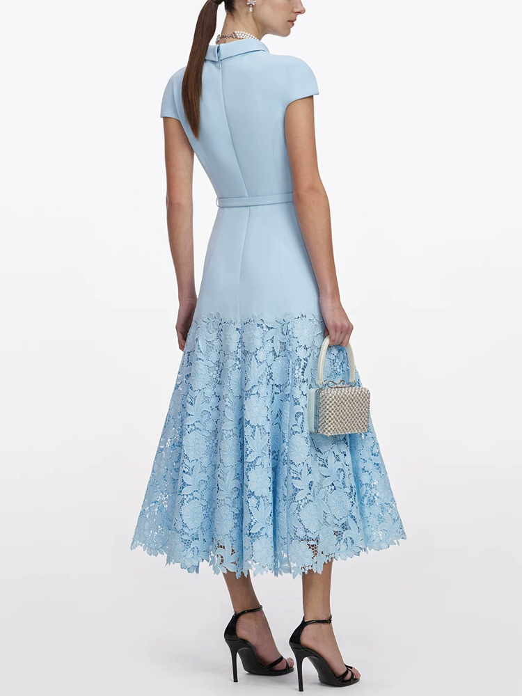 France style temperament dress short sleeve long dress