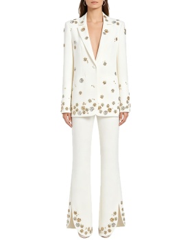 Fashion rhinestone long pants European style coat 2pcs set
