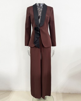 Stereoscopic long pants business suit 2pcs set