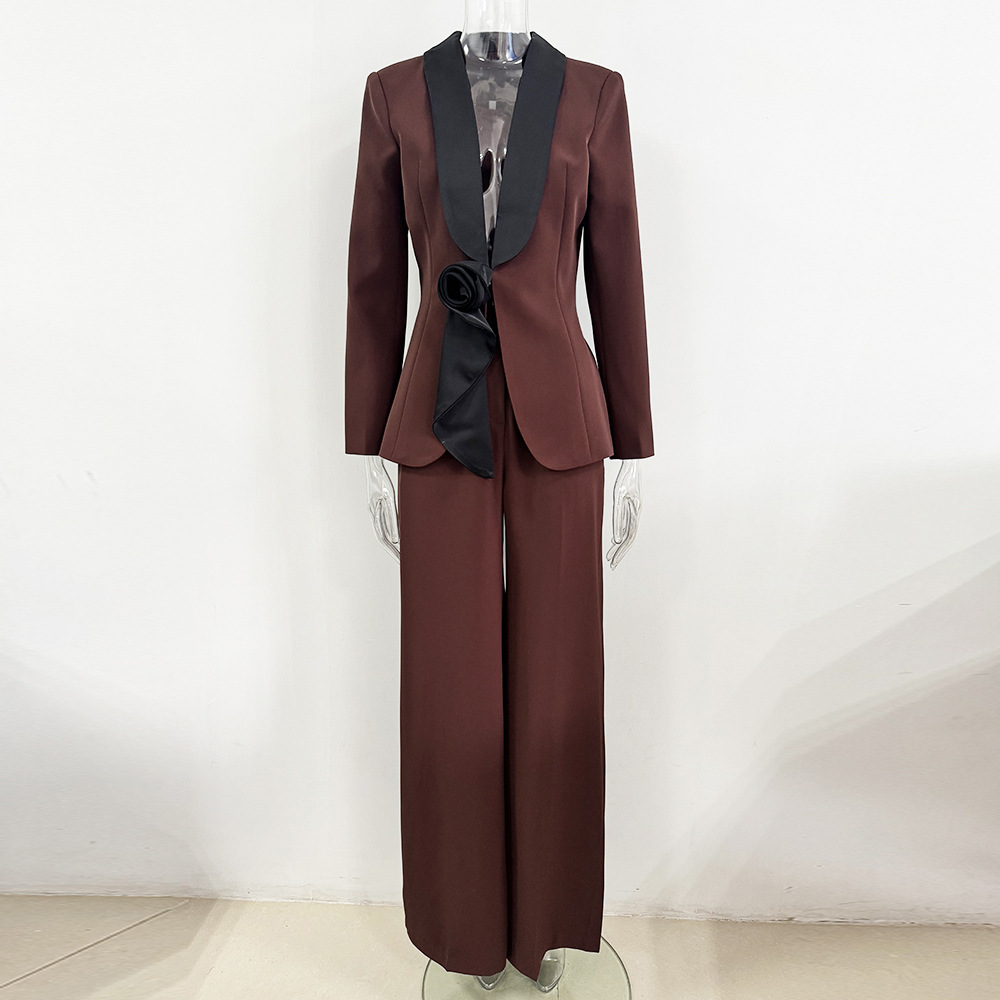 Stereoscopic long pants business suit 2pcs set