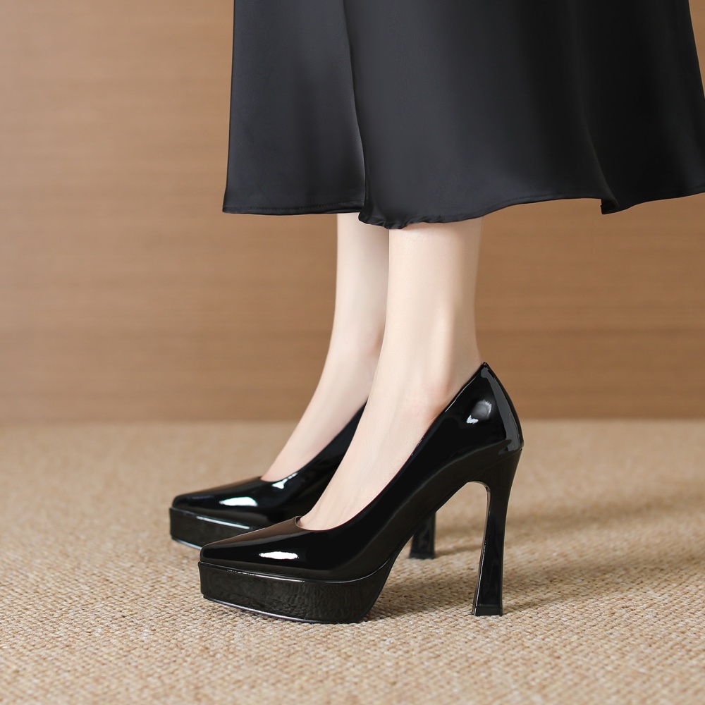 Fashion night show footware thick black platform for women