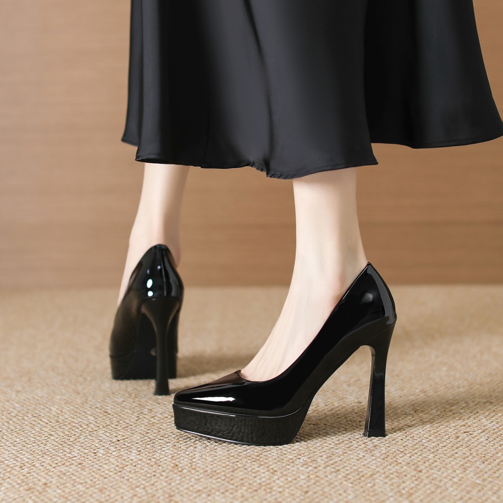 Fashion night show footware thick black platform for women