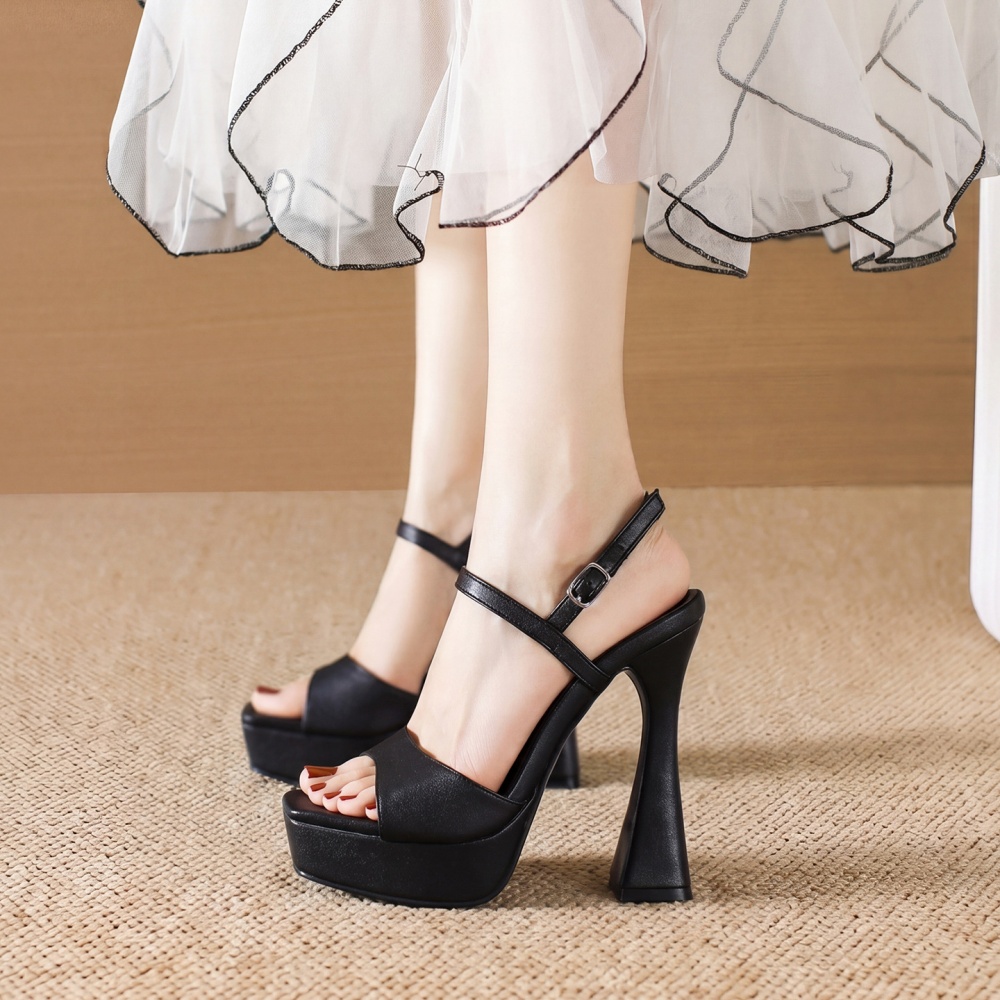Temperament high-heeled platform open toe shoes for women