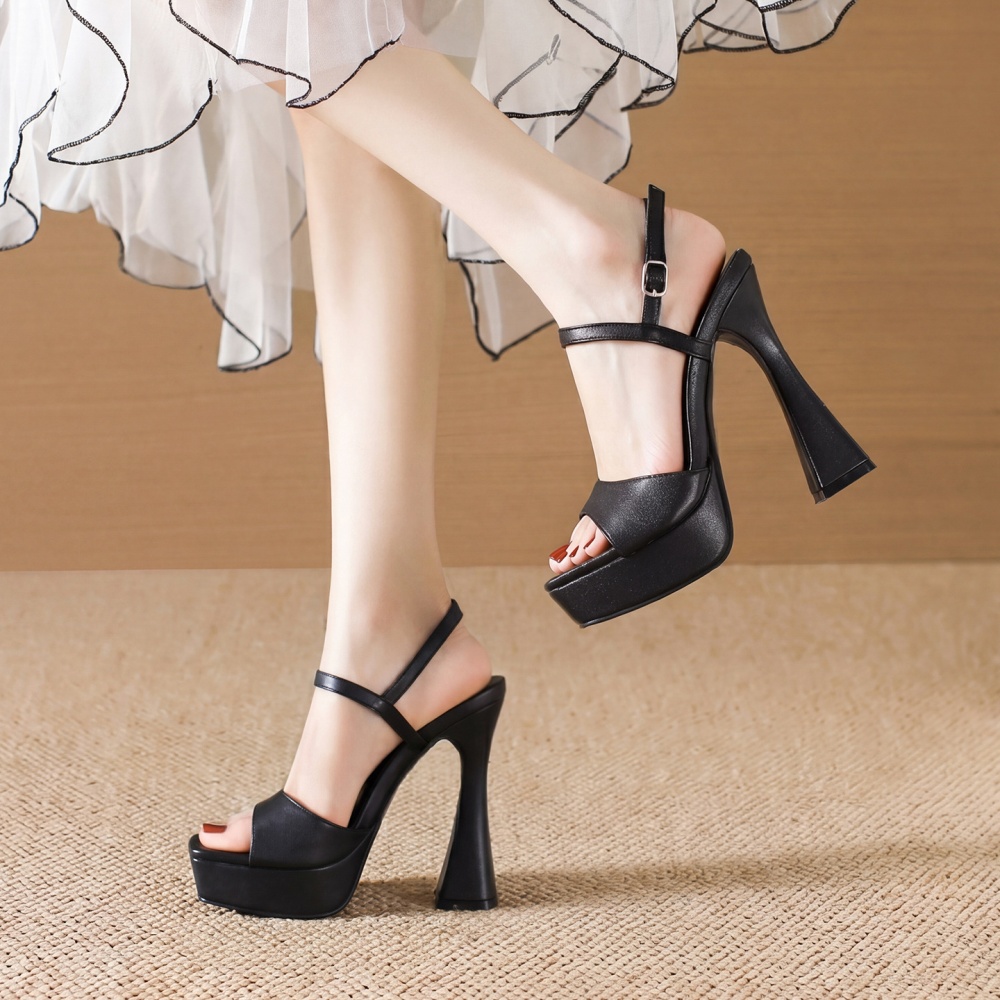 Temperament high-heeled platform open toe shoes for women