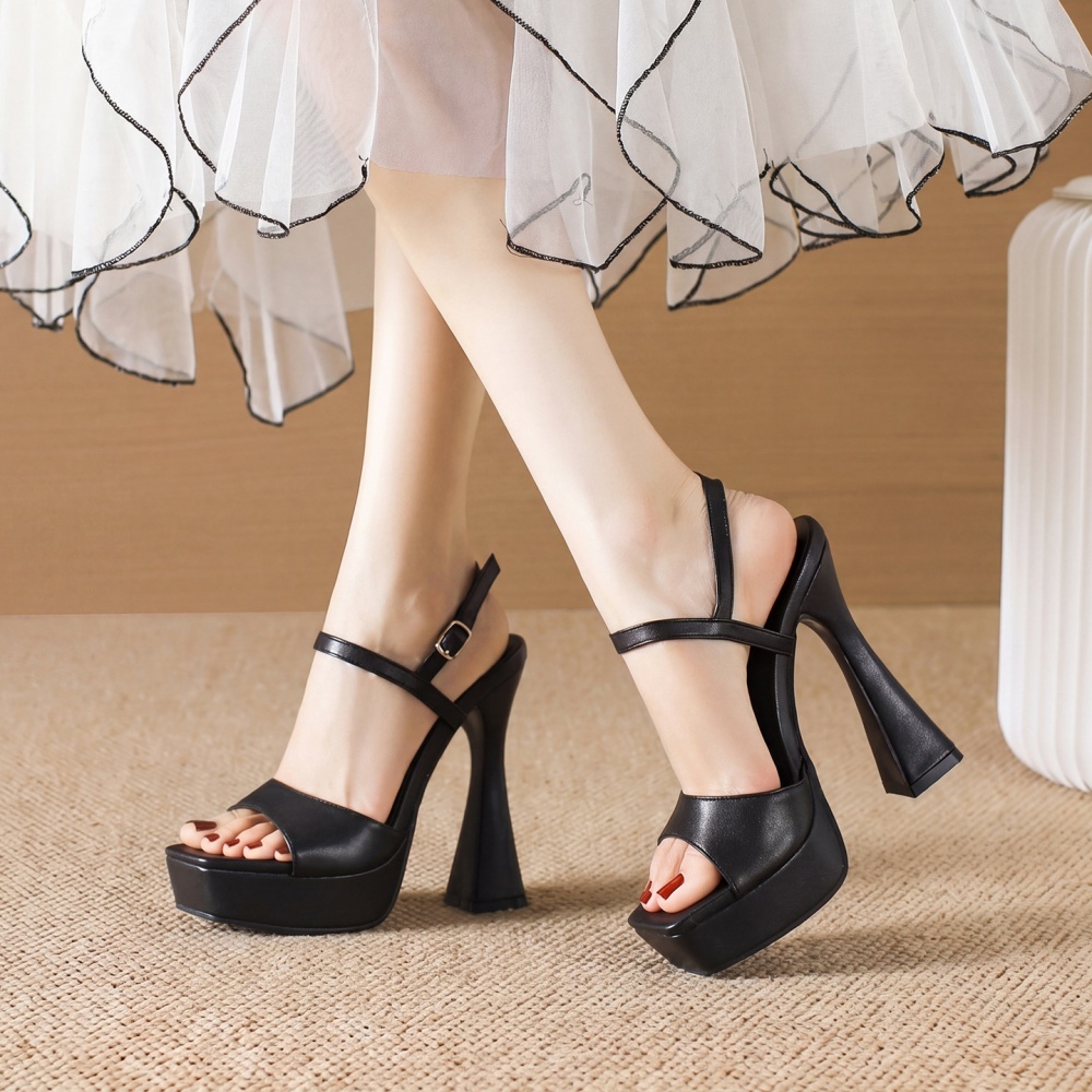 Temperament high-heeled platform open toe shoes for women