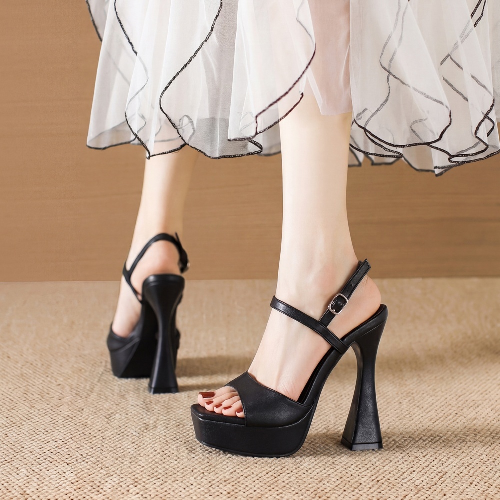 Temperament high-heeled platform open toe shoes for women