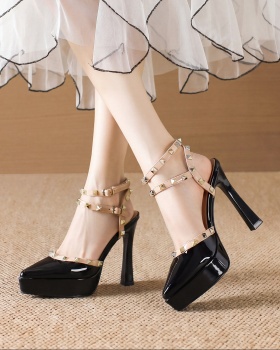 Fashion rivet platform all-match pointed shoes for women