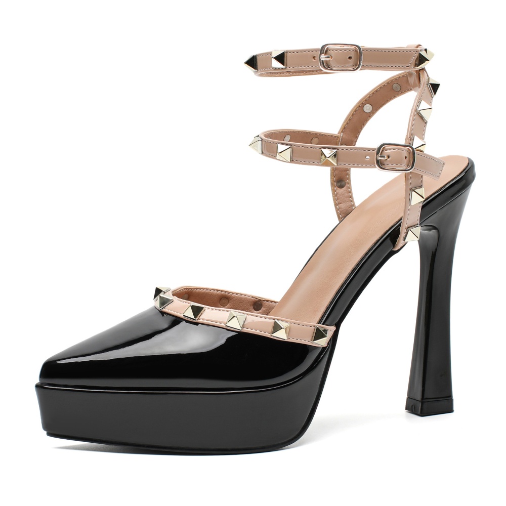 Fashion rivet platform all-match pointed shoes for women