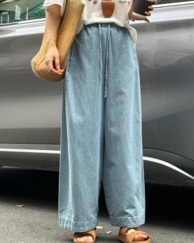 Small fellow wide leg pants cotton linen jeans for women