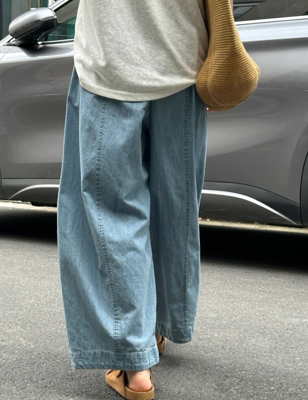 Small fellow wide leg pants cotton linen jeans for women